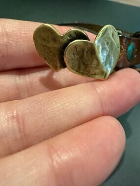 Vintage Brass Hearts Belt Buckle Signed Ivar Hyden Hippie Boho 70's 80's Rare